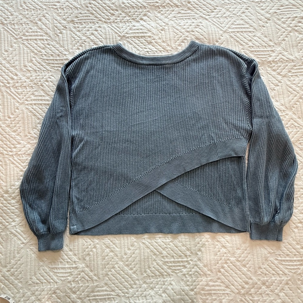 Lululemon Women’s Blue Ribbed Reversible Crossover Sweater
